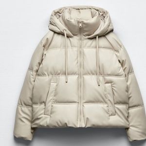 Zara Faux Leather Puffer Jacket